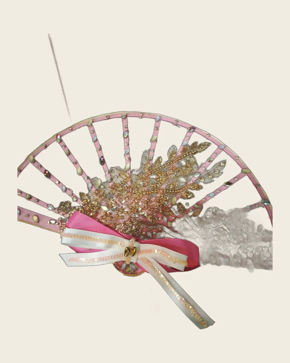 Blush Beaded Hand Fan